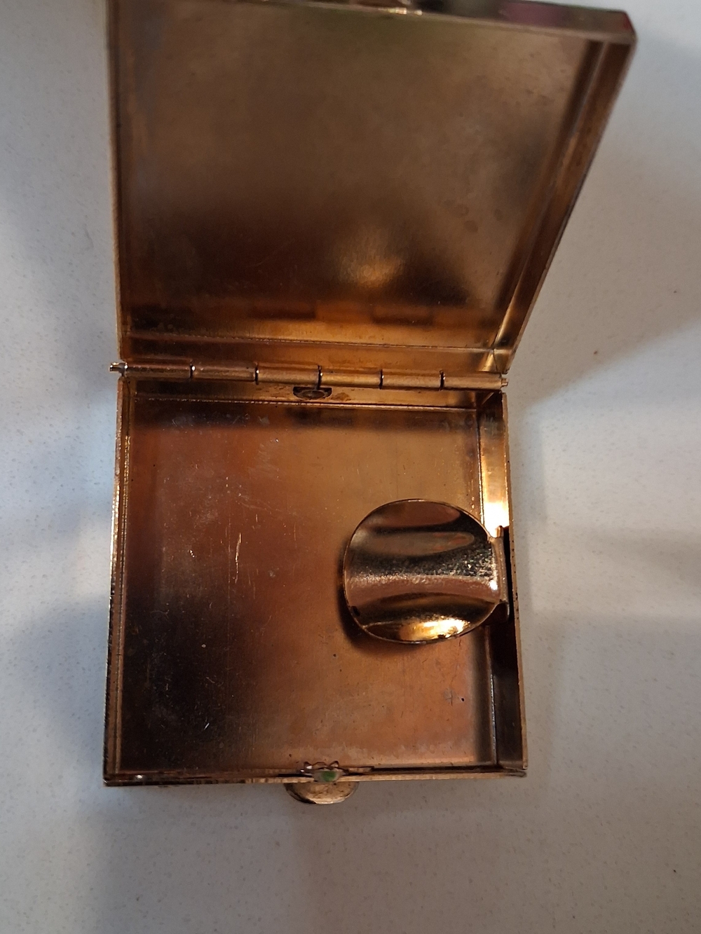 Gold-Tone Compact with Multicolor Heart Gem Accents - Picture 2 of 2